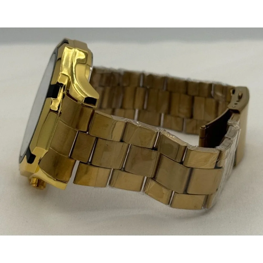 Binbond Gold Colored Stainless Steel Waterproof Luminous Quartz Watch - NEW